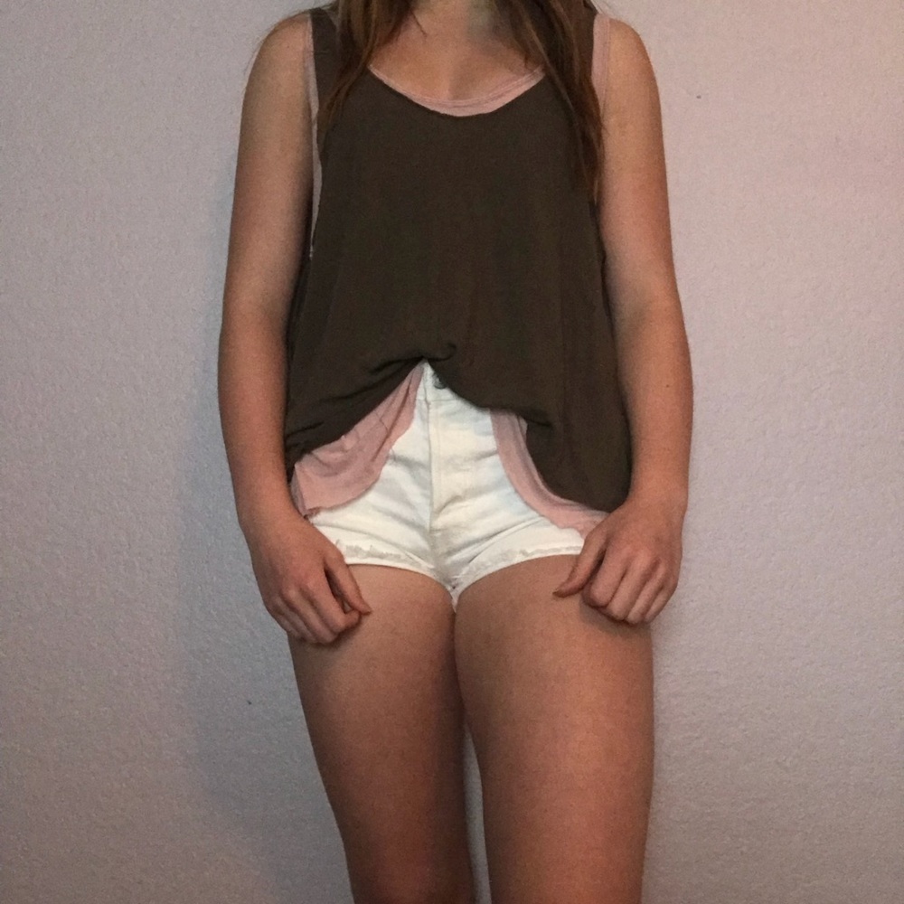 Green and pink free people tank top